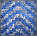 Peata Larkin, Tuhourangi Blues II (lightbox on), 2010, acrylic on mesh on lightbox, 753 x 753 x 80 mm