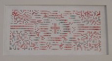 Peata Larkin, Poutama Cross (WHTHozn_Version 4), 2010, acrylic on tapestry canvas (framed), 305 x 570 x 61 mm