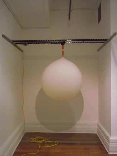 Paul Cullen, Device 1 (weather balloon), 2011, weather balloon, metal struts, electric motor and cord, 2340 x 2040 x 2100 mm