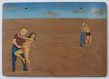 Roger Boyce, The Rape of Aotearoa; An Allegory, 2010, oil and acrylic polymer on hardwood panel, 440 x 610 mm