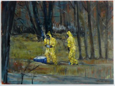Serapine Pick, Protective Suits Yellow, oil on canvas,  65 x 45 cm 