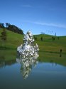 Zhan Wang, Floating Island of the Immortals, 2006. stainless steel, 4.8 x 8.6 mm. Photo by Marian Kerr