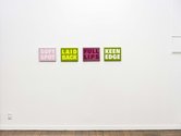 Mary-Louise Browne: Soft Spot, 2003; Laid Back, 2011; Full Lips, 2005; Keen Edge, 2011. All acrylic on leather