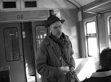 A still from Olga Chernysheva's The Train, 2003, B&W, single channel video, 7.30 minutes, image courtesy of the artist.