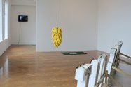 Sam Thomas, Banana Chandelier, 2012, LED strip lighting, plastic bananas, wire, chain