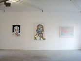 Never Mind the Pollocks at St Paul St Gallery Three. On far right, Linden Simmons, airbourne Toxic Event, 2012, watercolour on Hahnemuhle paer. Courtesy the artist and Tim Melville.