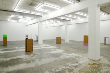 The installation of Hany Armanious' Set Down exhibition at Michael Lett