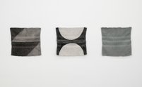Paul Lee, Washcloth Stills, 2010, towels, ink, paint, thread, wire hoops, each 285 x 310 mm