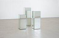 Cerith Wyn Evans, ieae, 2014, mirror plinths, sound, three elements (1220 x 360 x 360 mm; 1120 x 360 x 360 mm; 820 x 360 x 360 mm)