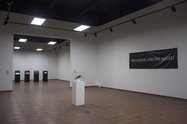 János Sugár (Mute, ongoing project, installation, five video loops between 10-20’, 2005), Gabriel Stoian (Peace, assemblage, taxidermy bird and olive branch, 40 x 30 cm, 2014), Bjørn Erik Haugen (Utopian Standard, black banner with white text)