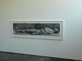 Sam Harrison, Vincent, 2010, woodcut on Fabriano paper, 680 x 2440 mm (framed). Image taken at Fox/Jensen. Courtesy of Fox/Jensen Gallery.