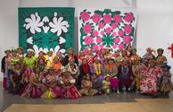Members of Fafine Niutao i Aotearoa at the opening of Kolose: the Art of Tuvalu Crochet. 