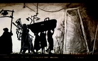 William Kentridge 'The Refusal of Time' 2012. A collaboration with Philip Miller, Catherine Meyburgh and Peter Galison.  Five-channel video, with sound, 30 min; megaphones and breathing machine.  State Art Collection, Art Gallery of Western Australia