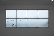Fiona Connor's Can Do Academy #7, 2014, glass, aluminium, paint, mixed media. 1212 x 2820 x 5 mm