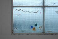 Fiona Connor's Can Do Academy #7, 2014, detail, glass, aluminium, paint, mixed media. 1212 x 2820 x 5 mm