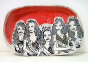 Sam Mitchell, "Untitled (Beauty Queens)," 2014.  Ceramic, 25 × 215 × 320mm.  