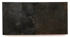 Stephen Bambury, Seasons (Winter), 2014, chemical action on two brass panels on ply, 170 x 340 mm        