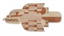 Ngatai Taepa, Kurangaituku E Rere Ana, 2015, acrylic, hardboard, plywood, pegboard, kauri, elm and kauvula, 550 x 1016 x 26 mm