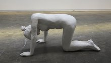 Sam Harrison, Untitled (Crawling woman), 2015, waxed plaster and steel, 58 x 123.5 x 69 cm