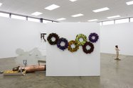 Oscar Enberg, The City of Enterprise, 2015, assorted flowers imported from India, 1000 x 2000 x 200 mm. In the centre of the installation. Photo: Sam Hartnett