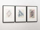 Carl Sydow, three untitled 'Meander' drawings, 1971. Ink on paper. Collection of Christchurch Art Gallery Te Puna o Waiwhetu. Gift of the Sydow family, 2013