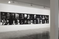 Trent Clarke's The Camera as God: Street Portrait Series, as installed at Two Rooms. This is the righthand wall. Photo: Sam Hartnett