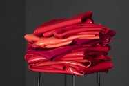 Helen Calder, As Red As, 2016, water-based enamel paint and steel, 1250 x 300 x 300 cm. Photo: Sam Hartnett