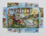 Simon Denny, Game of Life: Collective vs Individual / Das Spiel des Lebens Box Lid Overprint, 2017, UV print on unfolded Das Spiel des Lebens board game box lid, (2x) 650 x 450 x 10 mm