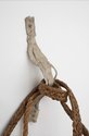 Kate Newby, Swift little verbs pushing the big nouns around, 2018, leather, nylon, mohair rope, lasso, grass reins, stoneware, raku clay, glaze, glass, chain, wire, brass fixtures, dimensions variable. Detail.
