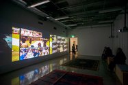 The screening of Digital Launima, Vea Mafile'o's 2018 show at ST Paul St Gallery, AUT.