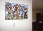 Tevita Latu, Popula, crayons and collage, 2015.
