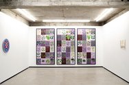Ayesha Green (Ngāti Kahungunu, Kai Tahu), Kurawaka, 2018, acrylic on ply, 2400 x 1200 (framed) Series of 3