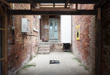 Outside installation of part of Shiraz Sadikeen's The Natural Rate, at Treadler. Photo: Alex North.